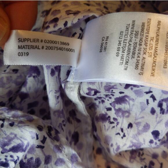 Lauren Ralph Lauren Purple Floral Button Down Shirt Size M Watercolor Print Top - Picture 7 of 7